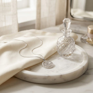 Diamond Khamsa Circle Pendant in 14K White Gold - lifestyle