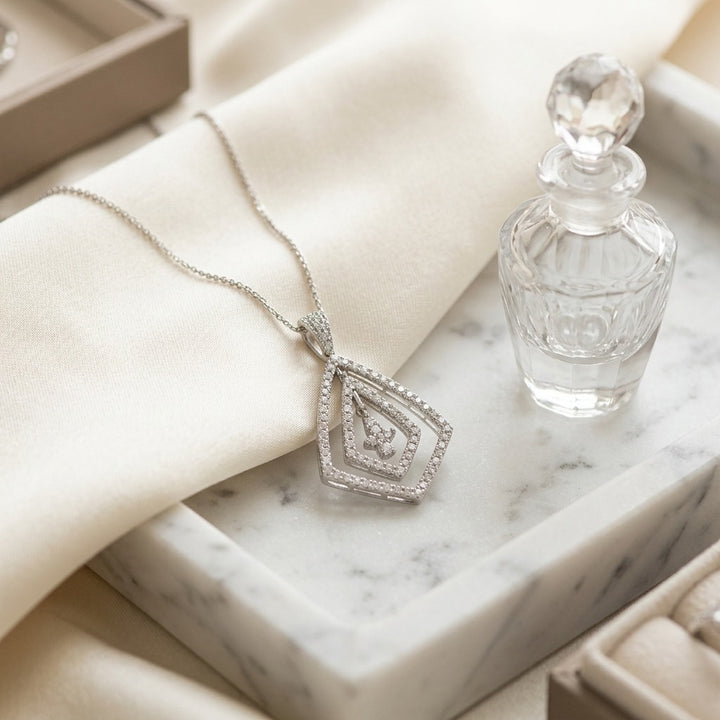 Pave Diamond Pendant in 14K White Gold - lifestyle