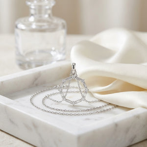 Baguette 1/5ctw & Round 1/10ctw Circle Pendant in 14K White Gold - lifestyle