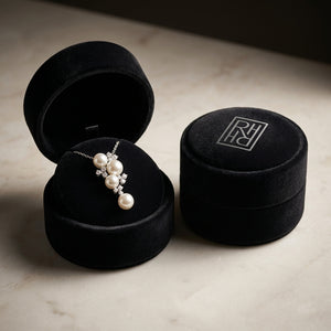 Freshwater Pearl & Diamond Pendant 0.15ctw in 14K White Gold - presentation