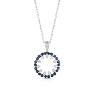 Sapphire and Diamond Circle Pendant in 14k White Gold 0.52ctw – side profile | RockHer