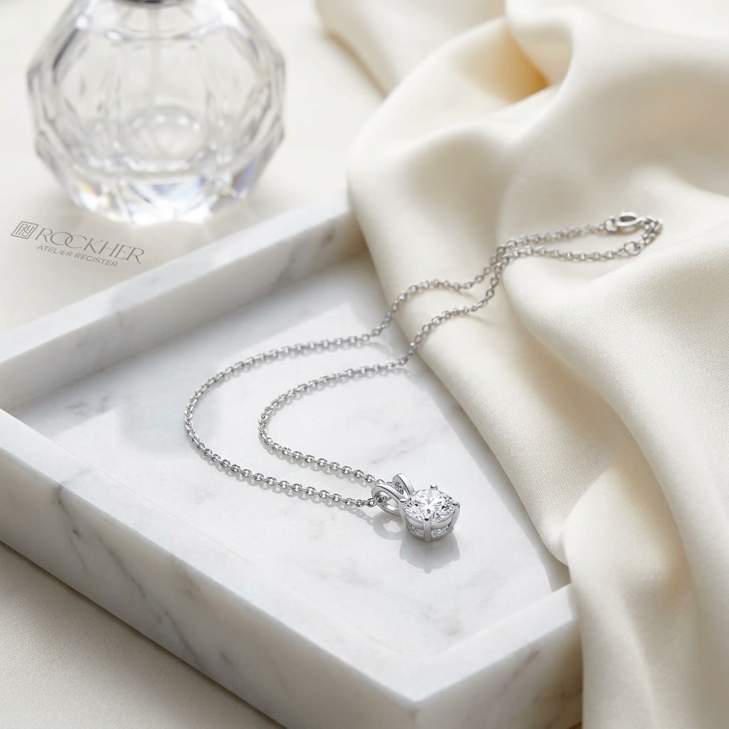 Natural Diamond Round Brilliant Solitaire Pendant 1-1/2 ct t.w. in White Gold
