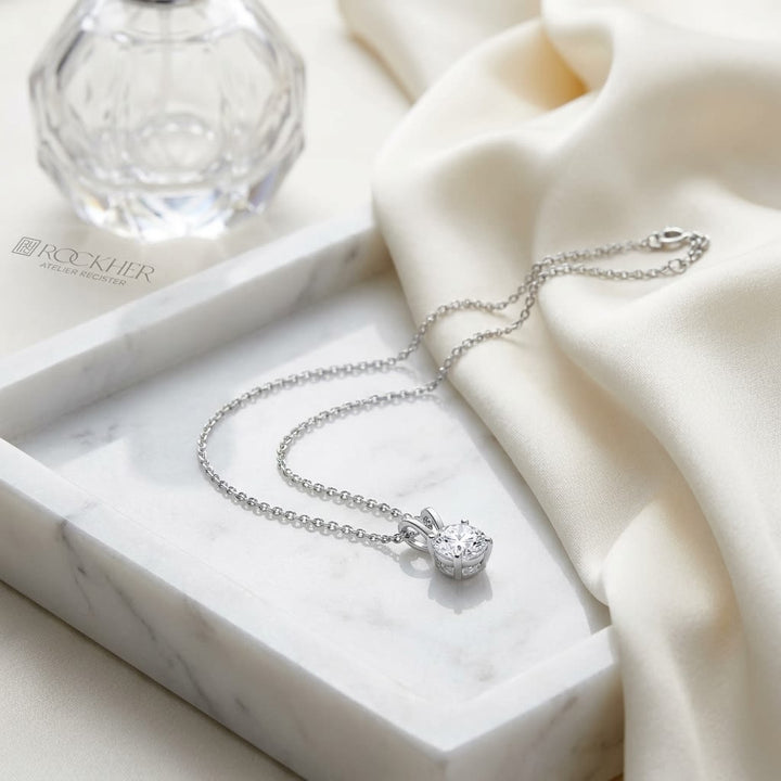 Natural Diamond Round Brilliant Solitaire Pendant 1-1/2 ct t.w. in White Gold