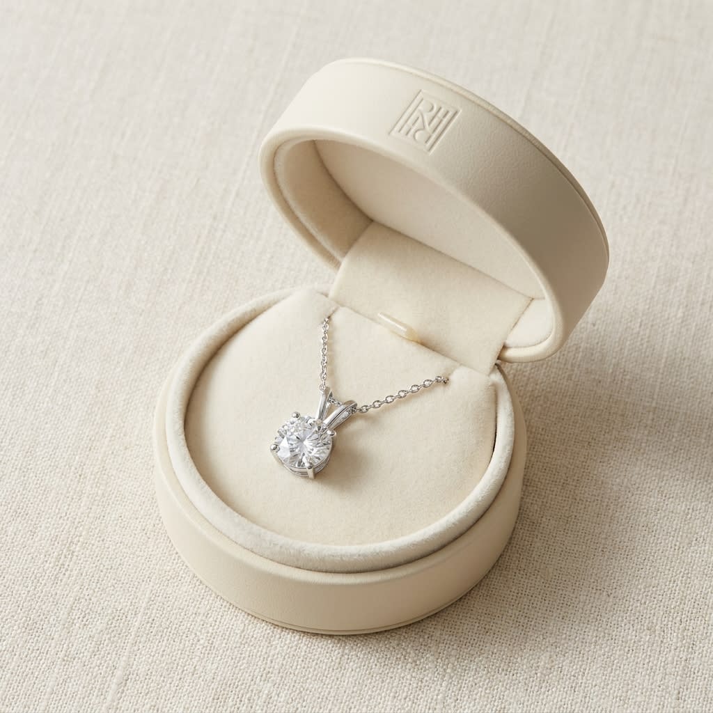 Natural Diamond Round Brilliant Solitaire Pendant 3 ct t.w. in White Gold