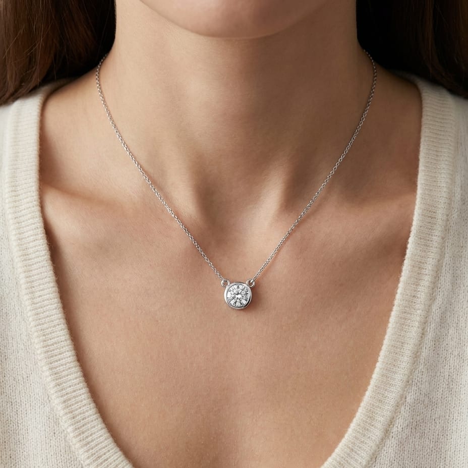 Natural Diamond Round Brilliant Solitaire Pendant 2 ct t.w. in White Gold