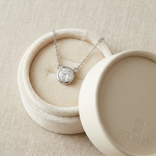 Natural Diamond Round Brilliant Solitaire Pendant 4 ct t.w. in White Gold