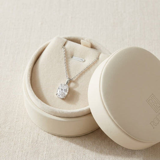 Natural Diamond Oval Solitaire Pendant 1/2 ct t.w. in White Gold
