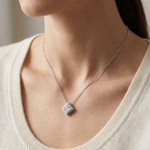 Natural Diamond Princess Solitaire Pendant 2-1/2 ct t.w. in White Gold
