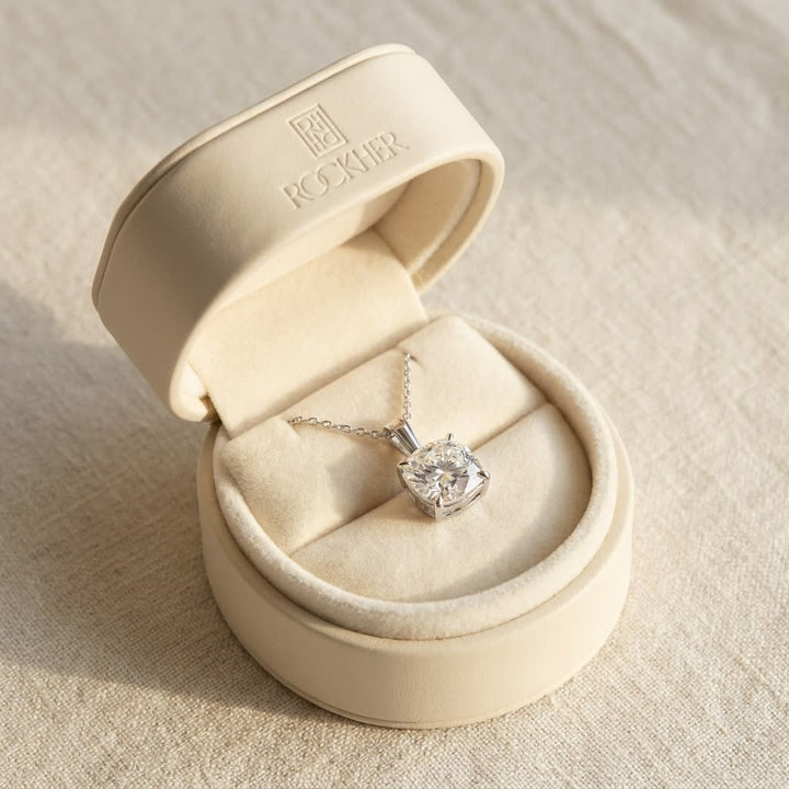 Natural Diamond Cushion Solitaire Pendant 2-1/2 ct t.w. in White Gold