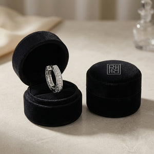Diamond Filigree Huggie Earrings 1/5ctw in 14K White Gold - presentation