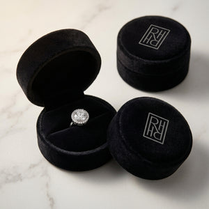 Diamond Round Martini Prong Earrings with Halo Border in 14K White Gold - presentation