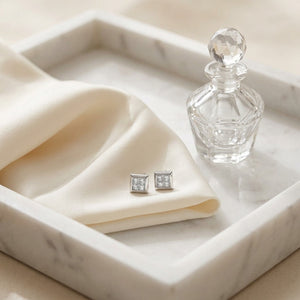 Princess Cut Diamond Earrings in 14K White Gold - lifestyle
