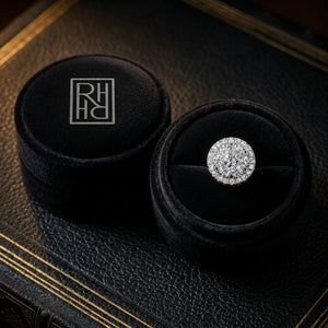 Diamond Halo Earrings in 14K White Gold - presentation