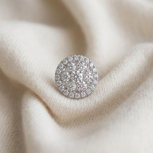 Diamond Halo Earrings in 14K White Gold - flat lay