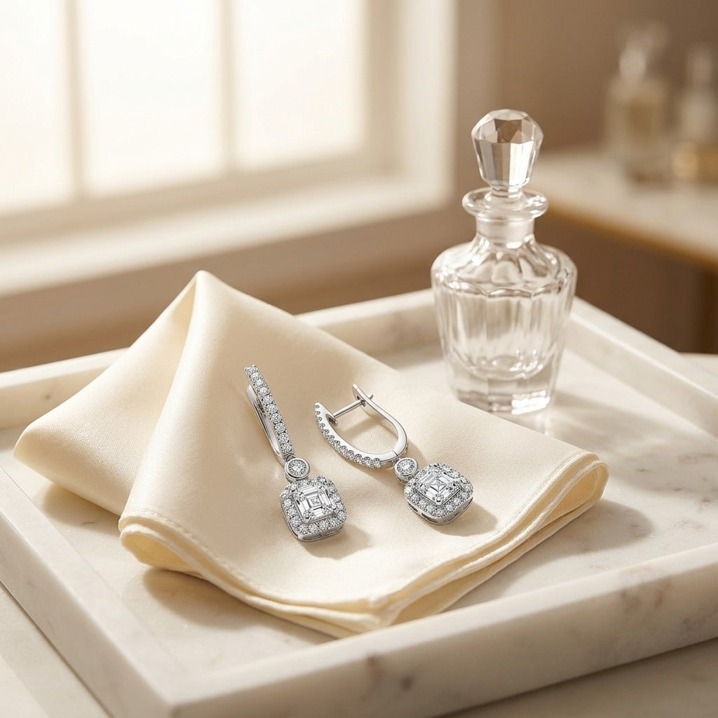 Diamond Earrings in 14K White Gold - editorial