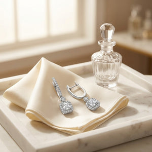 Diamond Earrings in 14K White Gold - editorial