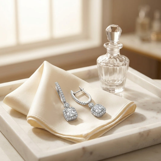 Diamond Earrings in 14K White Gold - editorial