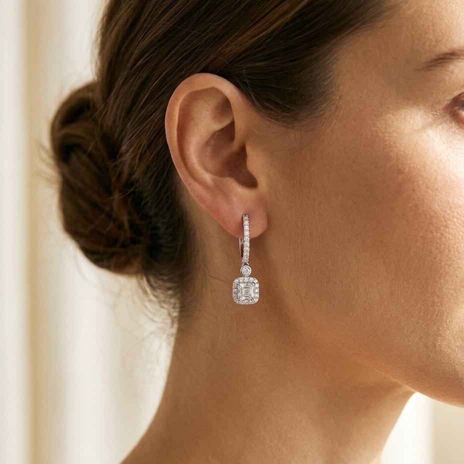 Diamond Earrings in 14K White Gold - lifestyle