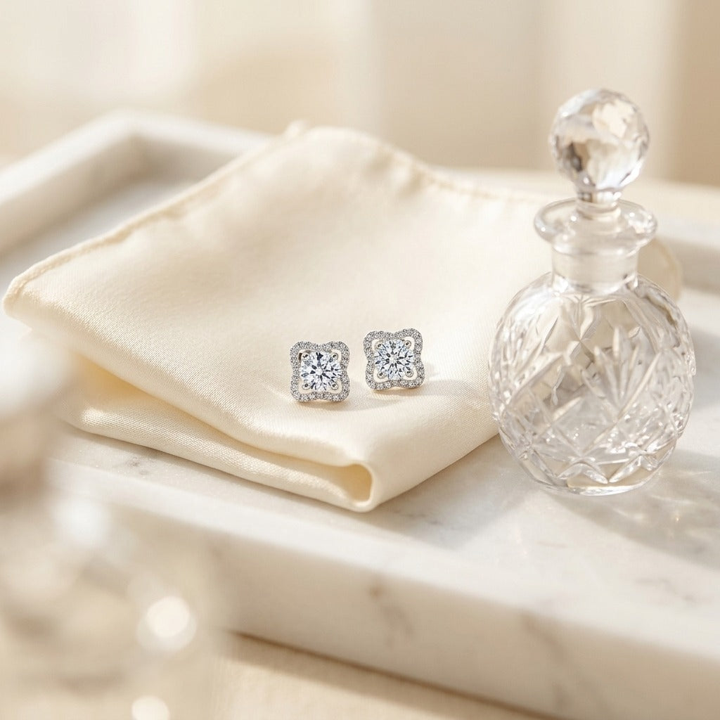 Diamond Earrings in 14K White Gold - lifestyle