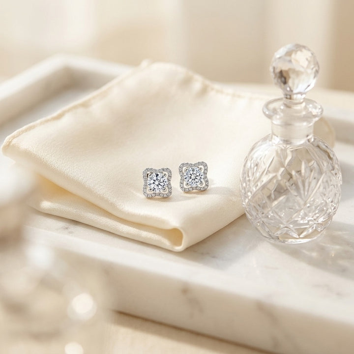Diamond Earrings in 14K White Gold - lifestyle