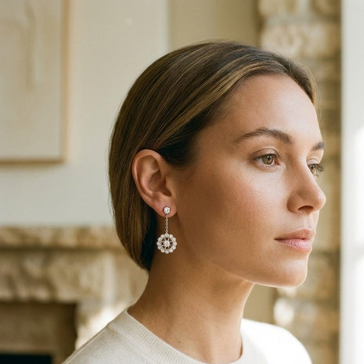 Halo Diamond Earring Jackets in 14K White Gold - lifestyle