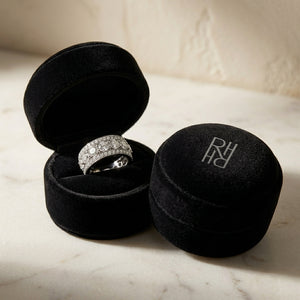 Diamond Hinged Back Huggie Hoop Earrings in 14k White Gold 0.42ctw, in navy velvet jewelry box
