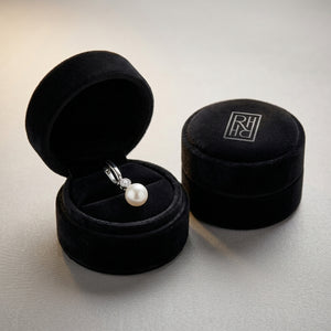 Akoya Pearl & Bezel Diamond Earrings 1/5ctw in 14K White Gold - presentation