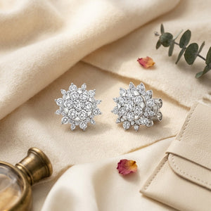 Diamond Starburst Convertible Earring Jacket in 14K White Gold - flat lay