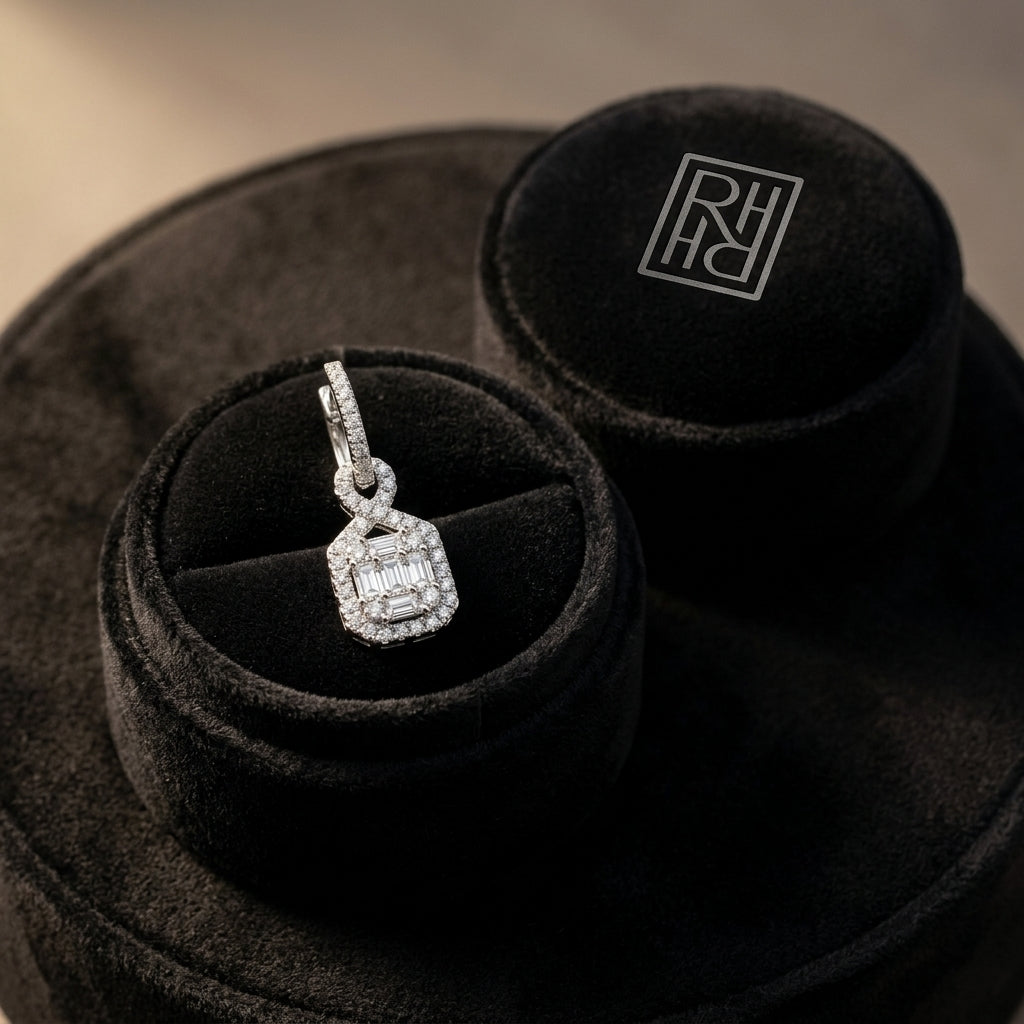 Baguette 3/4ctw Round 4/5ctw Diamond Earring in 14K White Gold - presentation