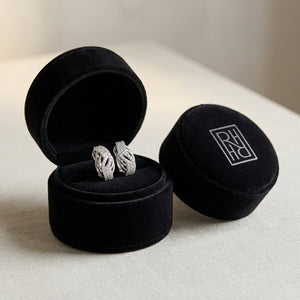 Diamond Weave Omega Back Earrings 7/8ctw in 14K White Gold - presentation