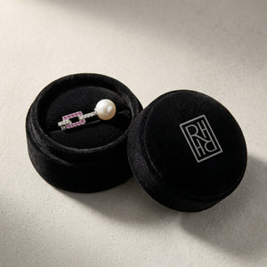Freshwater Pearl & Pink Sapphire Earrings 0.09ctw in 14K White Gold - presentation