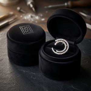 Diamond Crescent Earrings 3/4ctw in 14K White Gold - presentation