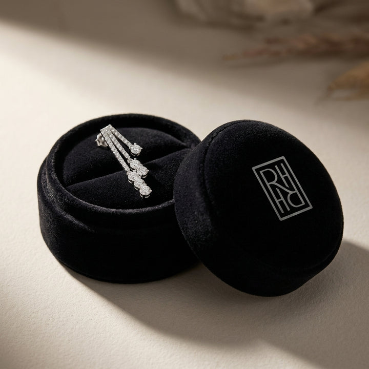 Diamond Three Strand Flair Earrings in 14K White Gold - presentation