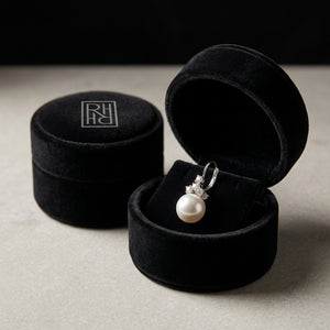 Freshwater Pink Pearl & Diamond Leverback Earrings 1/2ctw in 14K White Gold - presentation