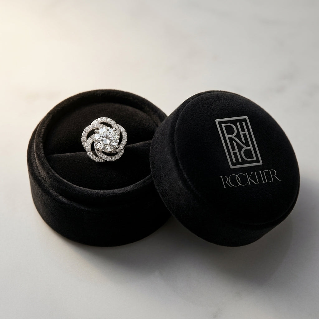 Diamond Floral Earrings 1ctw in 14K White Gold - presentation