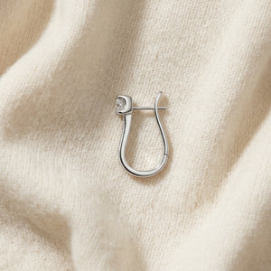 Diamond Hinged Back J Hoop Earrings 4/5ctw in 14K White Gold - flat lay