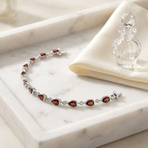 Garnet Pear-Shape & Diamond Pave East-West Bracelet in 14K White Gold - editorial