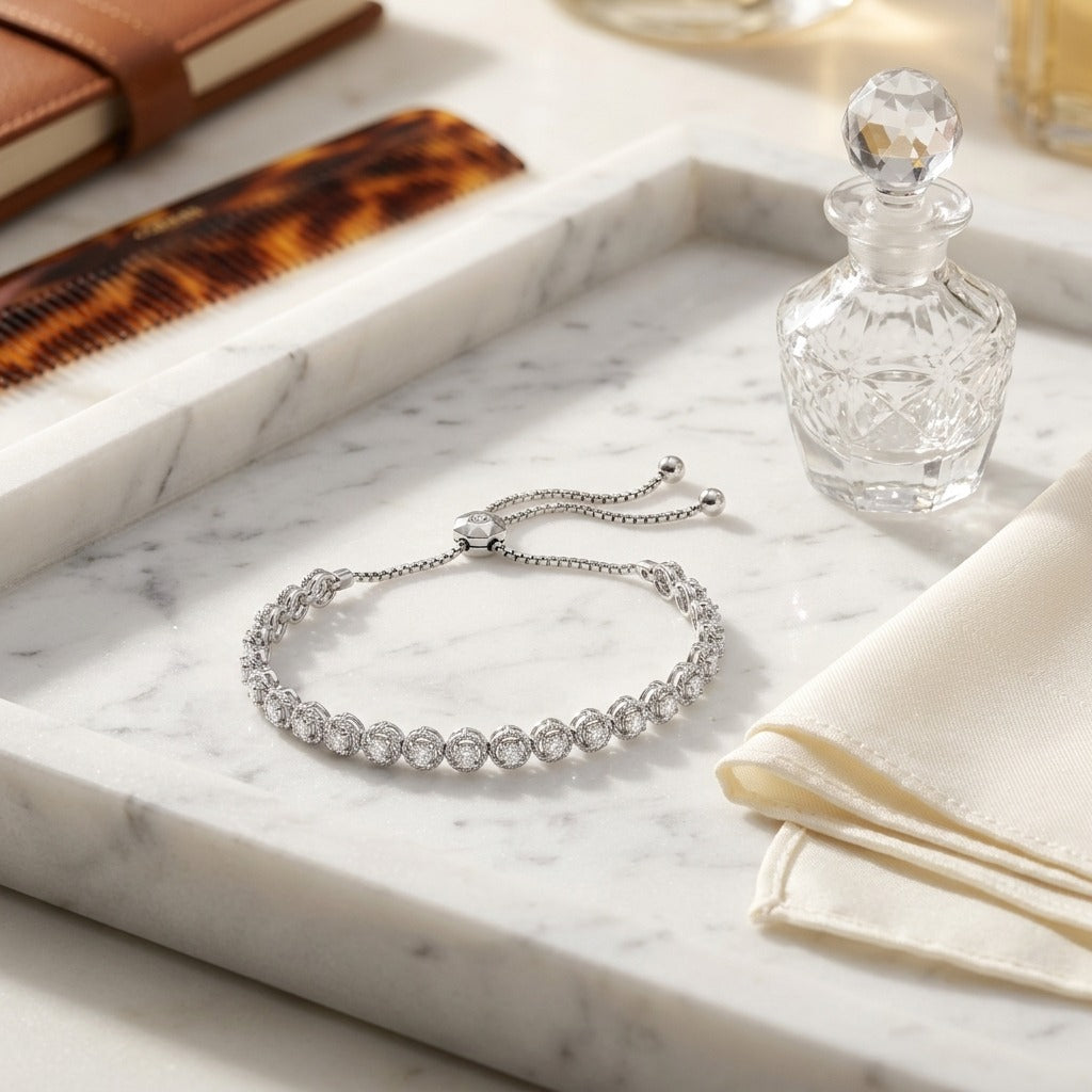 Diamond Round Links Bracelet 2-1/6ctw in 14K White Gold - editorial