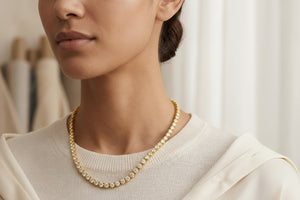 Diamond 4-Prong Round Necklace in 14K Yellow Gold, 16 Inches, photo 2 | RockHer