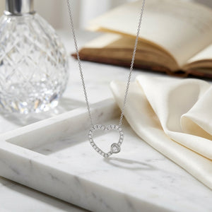 Diamond 1/2ctw Heart Necklace with 16/18 Adj Chain Set in 14K White Gold - editorial
