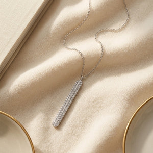 Diamond 1/3ctw Necklace Set 16-18 Adj Chain in 14K White Gold - flat lay