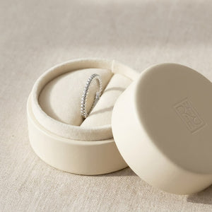 2mm Comfort-Fit Wedding Band in 14K White Gold, in navy velvet jewelry box