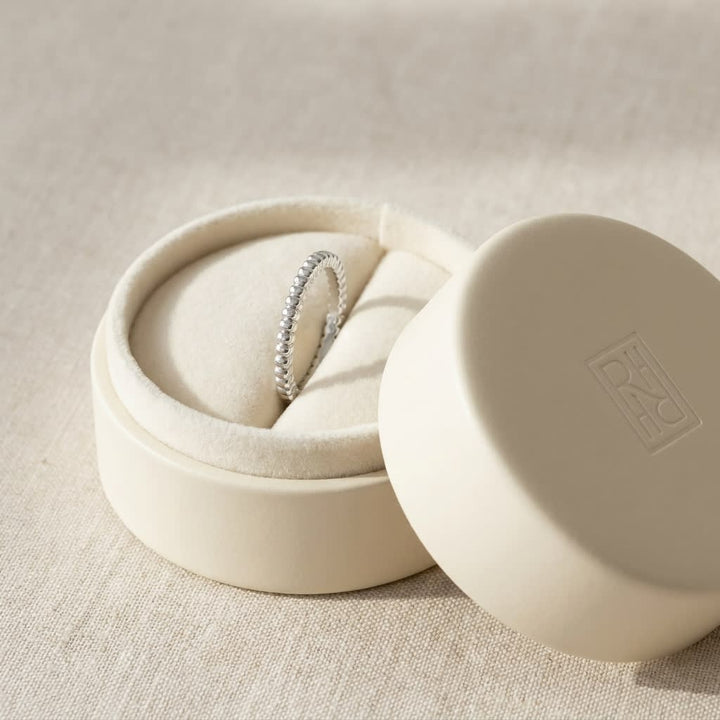 2mm Comfort-Fit Wedding Band in 14K White Gold, in navy velvet jewelry box