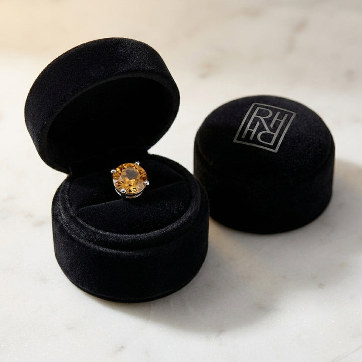 Citrine Round 4-Prong Stud Earrings with Screwbacks 6mm in 14K Yellow Gold - presentation