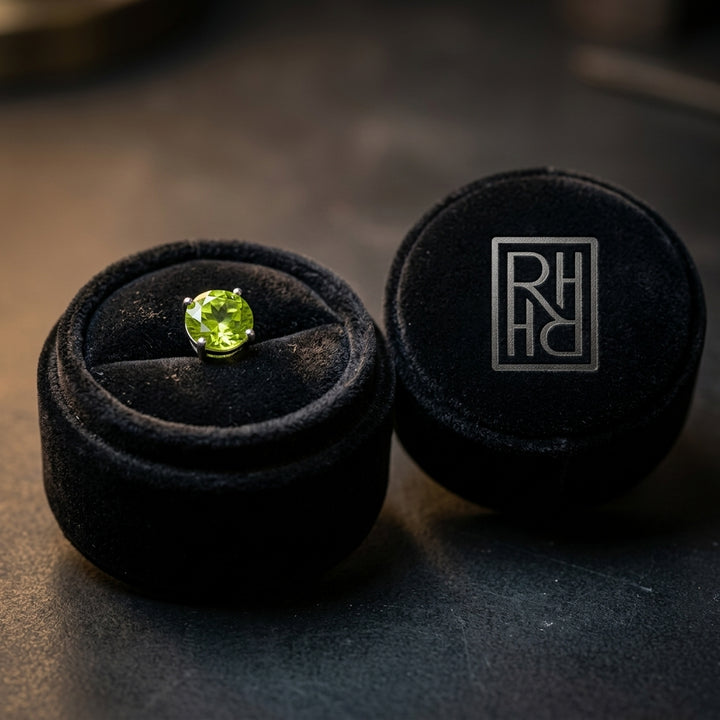 Peridot Round 4-Prong Stud Earrings with Screwbacks 6mm in 14K Yellow Gold - presentation