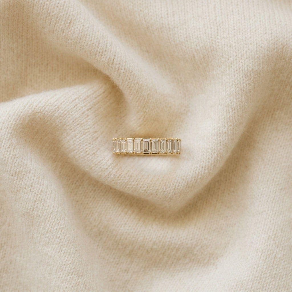 Diamond Princess Cut Eternity Band 1.85ctw in 14K Yellow Gold - flat lay