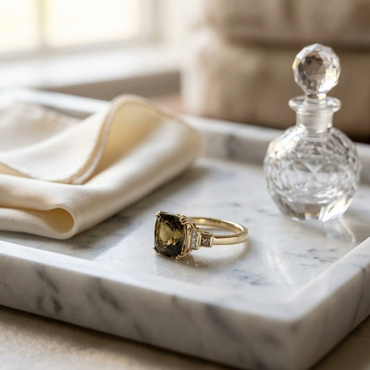 Citrine & Diamond Step Ring in 14K Yellow Gold - editorial