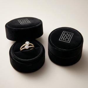 Diamond Two Stone Split Shank Ring 1.0 Ctw in 14K Yellow Gold - presentation