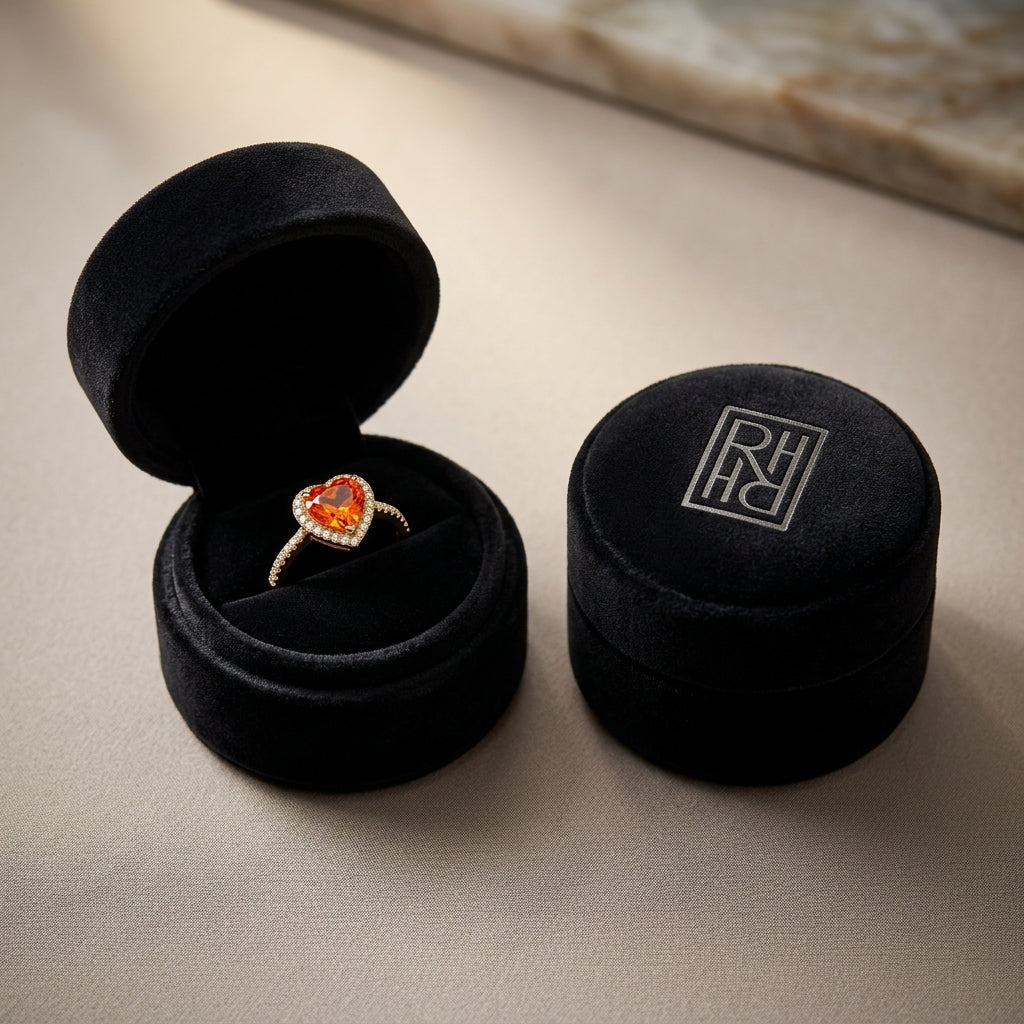 Yellow Sapphire & Diamond Heart Ring in 14K Yellow Gold - presentation
