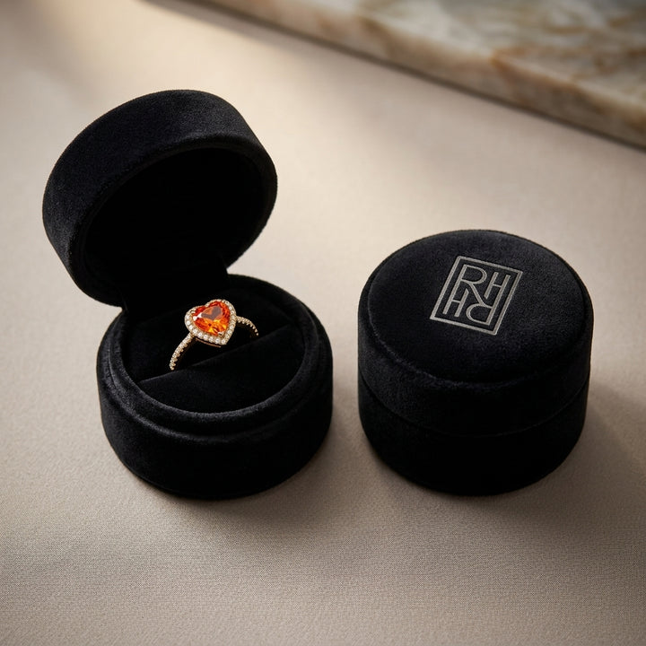 Yellow Sapphire & Diamond Heart Ring in 14K Yellow Gold - presentation